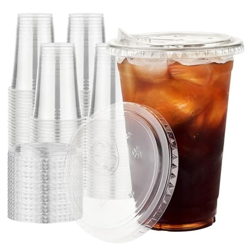 100 16oz Coffee Cups With Strawless Sip Lids