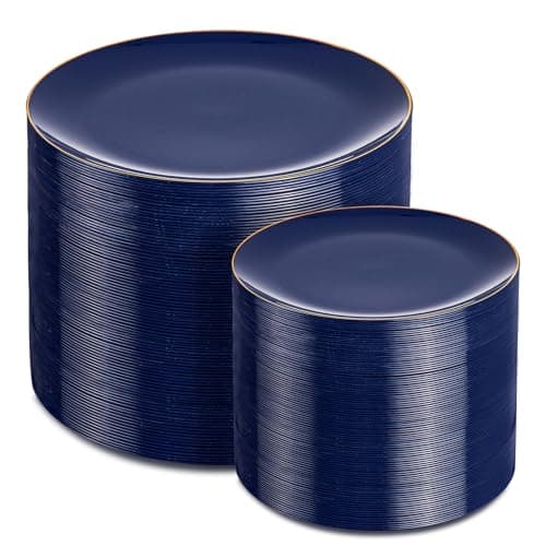 200 Blue and Gold Disposable Plates