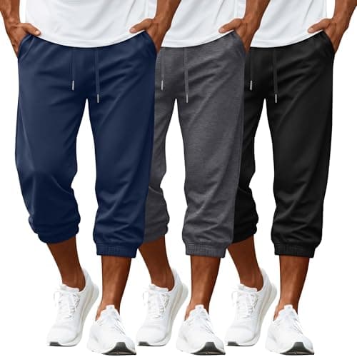 3-Pack Men's Athletic Workout Capri Pants (Various)
