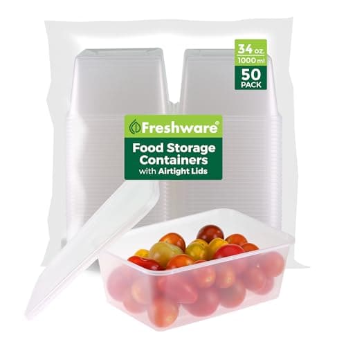 50-Pack 34oz Food Storage Containers With Lids