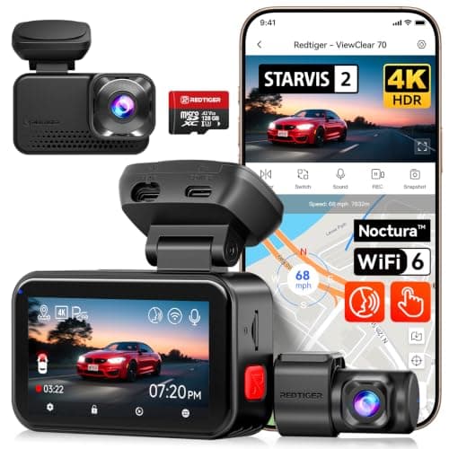 REDTIGER ViewClear 70 4K+2.5K Front And Rear Dash Cam