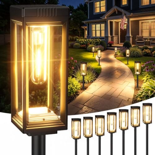 VICOUP 8 Pack Tall Solar Pathway Lights