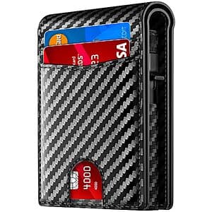 RUNBOX Slim Wallet for Men, Minimalist RFID Pop-Up Wallet