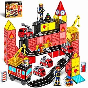 GobiDex 58-Piece Fire Truck Magnetic Tile Set