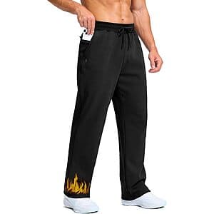 Soothfeel Men's Fleece-Lined Open-Bottom Sweatpants