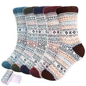 SISOSOCK Women's 5-Pack Fuzzy Winter Socks