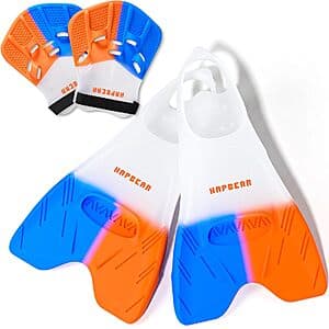 HAPBEAR Swim Fins & Hand Paddles Training Set