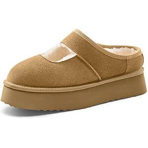 Vilanva Women's Fur-Lined Platform Slippers