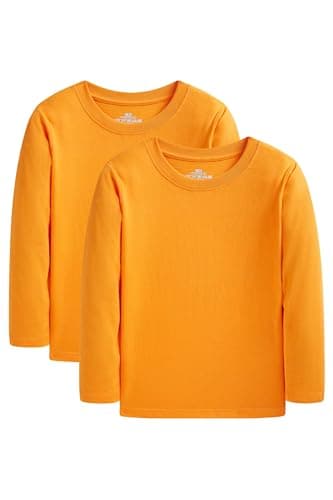 2-Pack Kids Cotton Long Sleeve Solid Crewneck T-Shirts