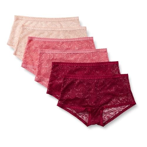 6-Pack Amazon Essentials Women's Stretch Galloon Lace Bikini