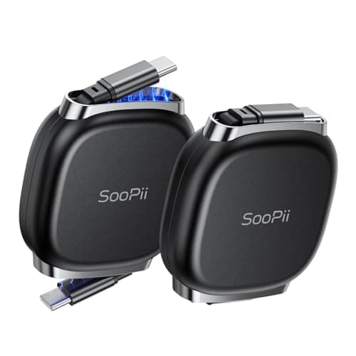 2-Pack 3.3' SOOPII 240W USB-C Retractable Cable