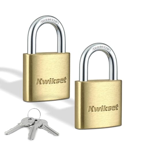 2-Pack Kwikset Brass Padlock W/ Hardened 5/8" Steel Shackle