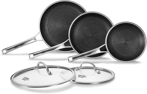 3 Piece Nonstick Frying Pan Set with Lids