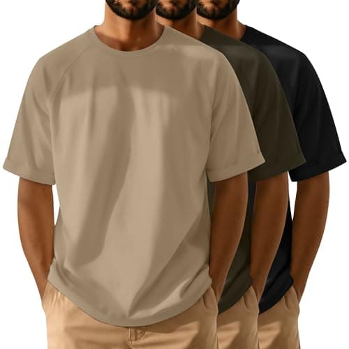 3-Pack Men's Oversized Loose Fit Crew Neck T-Shirts