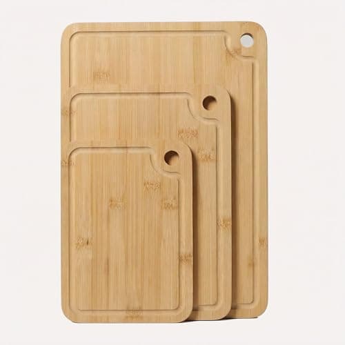 3-Pack Non Toxic Wooden Cutting Boards With Side Handle