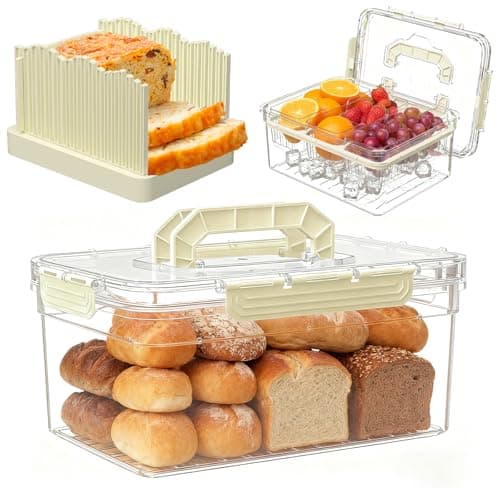 Sorgion Bread Box, Slicer Guide & 3-Piece Condiment Tray Set
