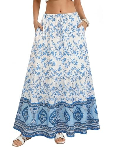 Kate Kasin Women's Floral Maxi Skirt W/ Pockets (3 Colors)