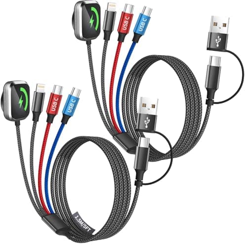 2-Pack 5' 3-in-2 Travel Charging Cables W/ Apple Watch