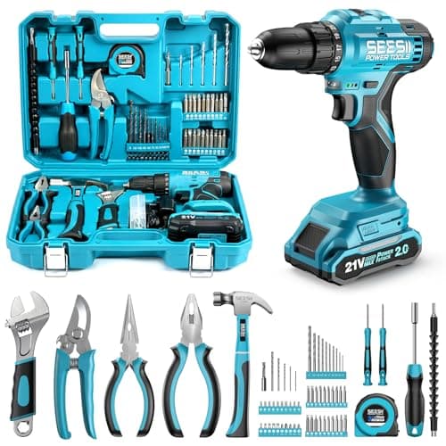 Seesii 21V Power Drill Set with 190-Piece Took Kit